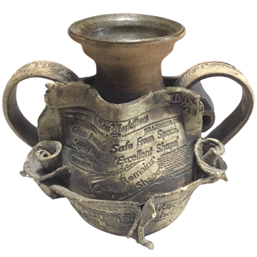 Unusual Unique Rare Vintage Ron Krogh OOAK Stoneware Vase
